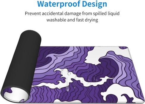 Japanese Purple Wave Large Mouse Pad XL Extended Gaming Mouse Pad Mat Desk Pad with Stitched Edge,Full Desk Mousepad for Office,Computer,Keyboard 31.5 X 11.8 Inch (Japanese Purple White Wave) in Saudi Arabia