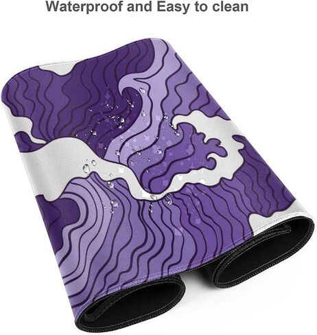Japanese Purple Wave Large Mouse Pad XL Extended Gaming Mouse Pad Mat Desk Pad with Stitched Edge,Full Desk Mousepad for Office,Computer,Keyboard 31.5 X 11.8 Inch (Japanese Purple White Wave) in Saudi Arabia