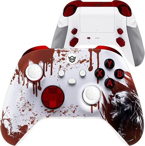 وحدة تحكم لاسلكية HEXGAMING ADVANCE لأجهزة Xbox Series X & S، وXbox One، وWindows 7/8/10-4، أزرار خلفية قابلة لإعادة التعيين - إيقاف المشغلات - أعواد الإبهام القابلة للتبديل - Blood Zombie in Kuwait