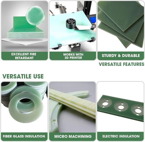 ملاءة جاروليت G10 FR4 - 12x12x1/16 بوصة، أخضر، لسطح الطباعة ثلاثي الأبعاد - التصاق مثالي للسرير للطباعة ثلاثية الأبعاد، سطح أملس in Saudi Arabia