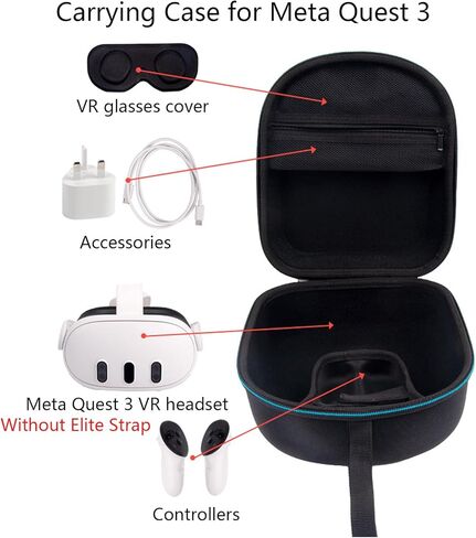 حقيبة حمل لسماعات الرأس Meta Quest 3 VR، حافظة صلبة لملحقات Oculus Quest 3 in Kuwait