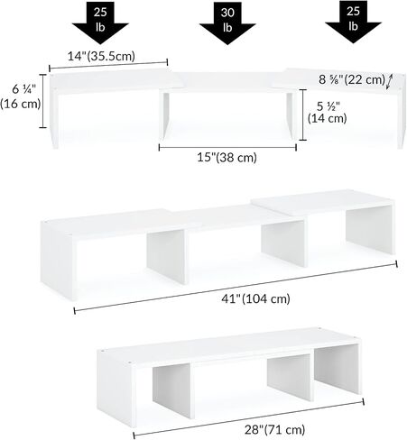 Ballucci Dual Monitor Stand for Desk, Adjustable Length and Angle Dual Computer Monitor Riser, Tablet, Laptop Stand, Desktop Organizer - Walnut in Saudi Arabia