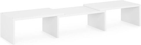 Ballucci Dual Monitor Stand for Desk, Adjustable Length and Angle Dual Computer Monitor Riser, Tablet, Laptop Stand, Desktop Organizer - Walnut in Saudi Arabia