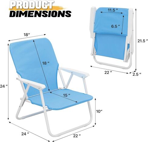 MoNiBloom Portable Folding Low Beach Chair for Outdoor Hiking Travel Lawn Picnic Compact Lightweight Heavy-Duty Camping Lounge Chair for Adults with Back Pocket Supports 250-lbs (Blue Stripes, 2-Pack) in Saudi Arabia