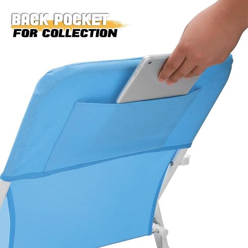 MoNiBloom Portable Folding Low Beach Chair for Outdoor Hiking Travel Lawn Picnic Compact Lightweight Heavy-Duty Camping Lounge Chair for Adults with Back Pocket Supports 250-lbs (Blue Stripes, 2-Pack) in Saudi Arabia