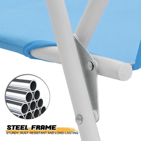 MoNiBloom Portable Folding Low Beach Chair for Outdoor Hiking Travel Lawn Picnic Compact Lightweight Heavy-Duty Camping Lounge Chair for Adults with Back Pocket Supports 250-lbs (Blue Stripes, 2-Pack) in Saudi Arabia