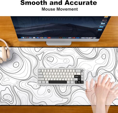 لوحة ماوس ألعاب YUNZII Keynovo، لوحة ماوس كبيرة، وسادة مكتب ألعاب كمبيوتر محمول غير قابلة للانزلاق مقاس 4 مم، وسادة مكتب مقاومة للماء للألعاب والمكتب والمنزل (35.4 بوصة × 15.7 بوصة، طبوغرافية سوداء) in Kuwait