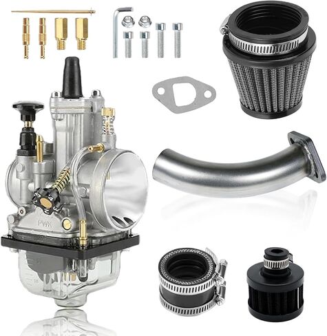 PWK24 Carburator مع مجموعة منحنيات متعددة الأداء لسباقات السباق منزلق Carb Kit لـ Predator 212cc GX200 Coleman Baja CT200U BT200X Mini Bike 196 Clones Engine، KT196 Go kart (Rage Red) in Saudi Arabia