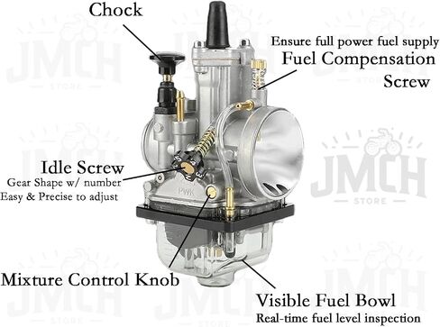 PWK24 Carburator مع مجموعة منحنيات متعددة الأداء لسباقات السباق منزلق Carb Kit لـ Predator 212cc GX200 Coleman Baja CT200U BT200X Mini Bike 196 Clones Engine، KT196 Go kart (Rage Red) in Saudi Arabia