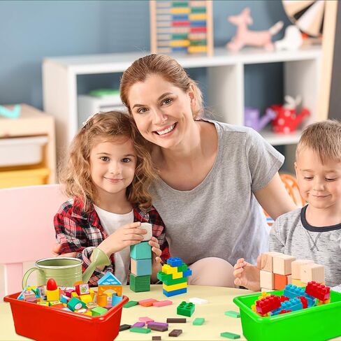 15 Pieces Plastic Colorful Cubby Bins Home Office Storage Container Classroom Kids Toy Storage Bins with 60pcs Self Adhesive Label Mixed Colors in Kuwait