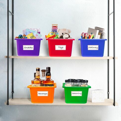 15 Pieces Plastic Colorful Cubby Bins Home Office Storage Container Classroom Kids Toy Storage Bins with 60pcs Self Adhesive Label Mixed Colors in Kuwait