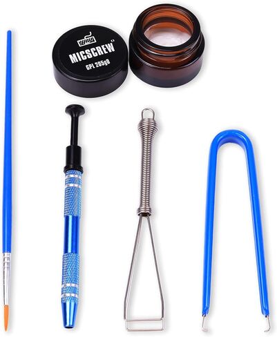 مجموعات تشحيم لوحة المفاتيح 5 قطع تحتوي على شحم GPL 205G0 0.17 أونصة، فرشاة تشحيم لحامل غطاء المفتاح وأداة سحب للمفاتيح، مادة تشحيم مفاتيح عالمية لمفاتيح لوحة المفاتيح الميكانيكية ومثبتها in Kuwait