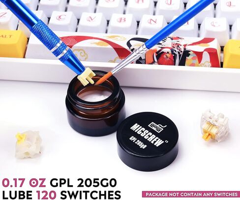 مجموعات تشحيم لوحة المفاتيح 5 قطع تحتوي على شحم GPL 205G0 0.17 أونصة، فرشاة تشحيم لحامل غطاء المفتاح وأداة سحب للمفاتيح، مادة تشحيم مفاتيح عالمية لمفاتيح لوحة المفاتيح الميكانيكية ومثبتها in Kuwait