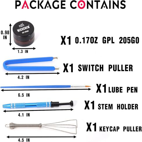 مجموعات تشحيم لوحة المفاتيح 5 قطع تحتوي على شحم GPL 205G0 0.17 أونصة، فرشاة تشحيم لحامل غطاء المفتاح وأداة سحب للمفاتيح، مادة تشحيم مفاتيح عالمية لمفاتيح لوحة المفاتيح الميكانيكية ومثبتها in Kuwait