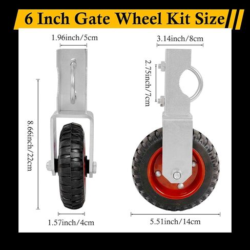 Gate Wheel 6 inch Farm Gate Wheel, 1 Pack Gate Support Wheel with 1-3/8" Thru 2-1/2" Gate Use, Chain Link Fence Metal Tub Gate Farm Gate Wheel Under Mount Farm Gate Caster to Prevent Dragging (Red) in Kuwait