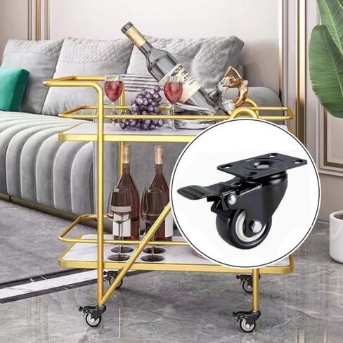 عجلات دوارة مقاس 2 بوصة، عجلات دوارة مع مجموعة فرامل مكونة من 4 عجلات شديدة التحمل مقاس 2 بوصة، عجلات من البولي يوريثين بدون ضوضاء بزاوية 360 درجة للعربة والأثاث ومنضدة العمل (عجلات دوارة مقاس 2 بوصة مع فرامل) in Kuwait