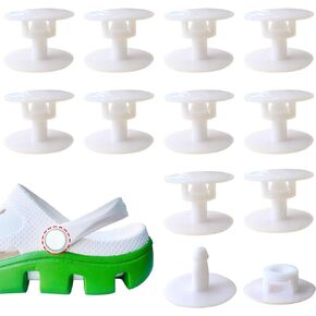 Replacement Rivets for Beach Shoes, 10Sets Replacement Buttons Snap for Clogs with Holes EVA Shoes, Rivets Replacement Parts for Men and Women's Clog Shoe Strap Repair Kit(White)