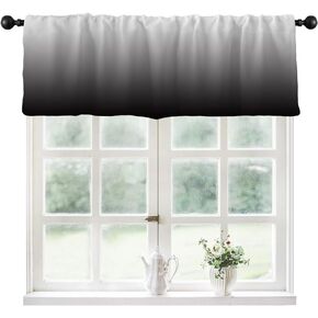 Coxila Black and White Kitchen Valance Curtains for Windows 52 × 18 Inch Rod Pocket Ombre Abstract Gray Grey Goth Gothic Minimalist Mordern Home Living Room Treatment Set of 1 Curtain Panel Drapes