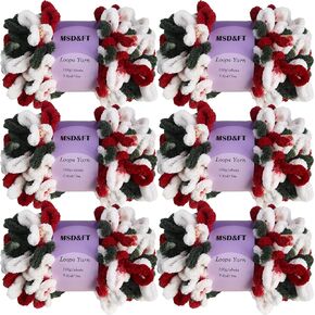 MSD&FT 6 skeins of Loops Yarn,Crochet Yarn,DIY Yarn (White)