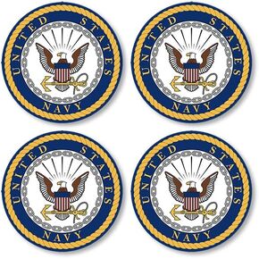 4-Pack 1.5 inch Round Official US Navy Logo Stickers (Naval Seal Insignia snall Vinyl Decal USN Licensed