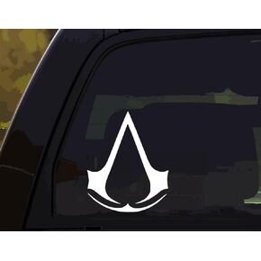DW - ملصق لاصق من الفينيل مقطوع بشعار لعبة Assassin's Creed للسيارات والشاحنات وأجهزة الكمبيوتر المحمولة والنوافذ| أبيض | 6.5" in Kuwait