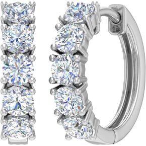 2 Carat (ctw) Diamond Hoop Earrings in 10K Gold - IGI Certified