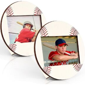 clothmile 2 Pieces Baseball Picture Frame 4x6 Sport Themed Wooden Photo Frame Base Balls Photo Frame Horizontally Vertically Used for Wall Decor Hanging or Tabletop Display