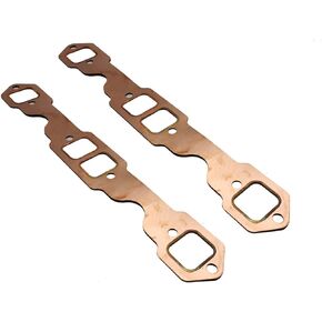 2PCS Exhaust Gaskets Replacement Square Port Copper Header Exhaust Gaskets Reusable Compatible for SB Chevy 327 305 350 383