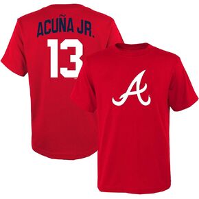 Ronald Acuna Jr. Atlanta Braves MLB Kids 4-7 Red Official Player Name & Number Jersey T-Shirt