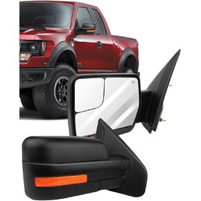 ECCPP Towing Mirrors Replacement fit for 2004-2014 for Ford for F150 Truck Rear View Mirrors with Manual Folding Turn Signal Lights Power Heated Back Reflector