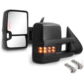 Towing Mirrors for 1999-2002 Chevy Silverado GMC Sierra 1500 Tow Mirrors, 2000-2002 Suburban Tahoe Sierra Yukon 1500 2500 with Power Heated Arrow Turn Signal Light Backup Light Extendable Pair Set