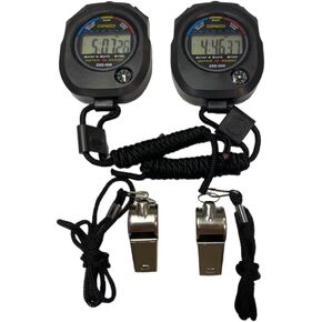 2pk Stopwatch and 2 pk Whistle for Sports Coaching Bundle