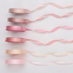 6 Rolls Ribbons for Flower Bouquet, 0.35 Inch x 60 Yards Double Face Satin Ribbon Dusty Rose Wedding Ribbon Pink Silk Ribbon for Gift Wrapping Crafts Wedding Invitation Parties (6 Colors)