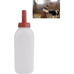 2L Calf Nursing Bottle, Safe Plastic Calf Cow Feeding Milk Bottle Cups with Rubber Nipple Nursing Milk Feeder Without Handle Calf Milk Bottle for Calves