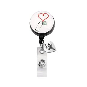 FEELMEM MSN Medical Stethoscope Retractable Badge Holder Reel Clip Masters of Science in Nursing Jewelry Nursing Graduate Gift Nursing Degree Gift MSN Gift (MSN)