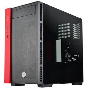 SilverStone Technology RL08BR-RGB Black and Red Micro-ATX Case with Tempered Glass Side Panel and 2 x120mm RGB Fans