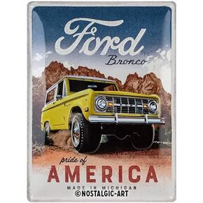 Nostalgic-Art Retro Tin Sign, Ford – Bronco – Gift idea for car accessories fans, Metal Plaque, Vintage design for wall decoration, 11.8" x 15.7"