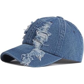 Vintage Washed Denim Distressed Dad Hats Adjustable Baseball Caps for Men Women