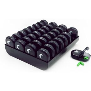 XL Monthly Pill Organizer 2 Times A Day, AM/PM One Month Pill Box 28 Day,Daily Pill Case Large 4 Week Big Compartments for Pills Vitamin Fish Oil Supplements (Black)
