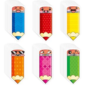 Outus 108 Pcs Pencil Cutouts Classroom Pencil Name Tags Pencils Bulletin Board Name Labels with 120 Pcs Adhesive Glue Point Dots for Toddler Kids Teacher Student Back to School Party Supplies(Cute)