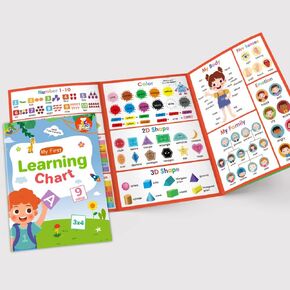Lachilly My First Learning Chart and My First Phonics Chart Set Words Learning Sheet Educational Poster Vocabulary Building Flashcards Worksheet Teacher Teaching Aids for Pre-Kindergarten