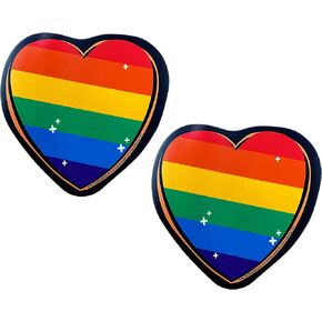 Rainbow Heart Shaped Pride Flag Magnets, Inclusive Magnetic Decals for Cars, Refrigerators, Lockers, and More, Cute Decorations for Girls, 3.75 Inches, Pack of 2