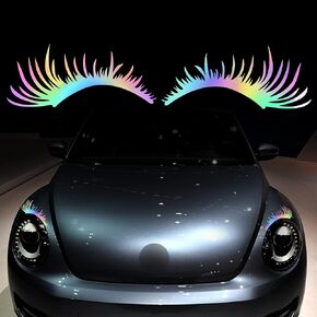 TOMALL 2Pcs Car Headlight Eyelashes Stickers Waterproof Personality Cute Decoration Fake Eyelash Decals for Car Truck Headlamp Headlight (Black)