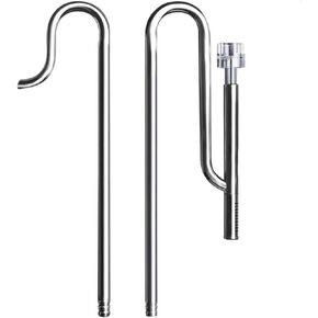 Lily Pipe Inflow Outflow Pipe Kit, Stainless Steel Inflow Outflow for Aquarium Planted Tank, Surface Skimme Inflow and Outflow Pipe Set Removes Surface Scum Pipe