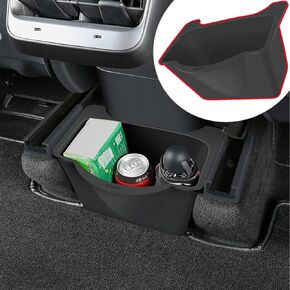 Rear Center Console Organizer for Tesla Model Y 2nd Row Under Seat Storage Box Trash Can Silicone Container for Tesla Model Y Interior Accessories 2024-2020
