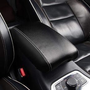 AAGIILEEYO Car Center Armrest Covers Fit for 2011-2021 Jeep Grand Cherokee Carber Fiber Pattern Black Leather Covers Center Console Covers