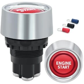 Engine Start Ignition Switch 12V DC 50Amp 3 Pin Spst On-Off Push Button Starter Switch Momentary Stainless Steel 12Volt Blue Led Light for Marine Vehicle Racing Car Truck
