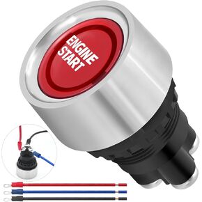 Engine Start Ignition Switch 12V DC 50Amp 3 Pin Spst On-Off Push Button Starter Switch Momentary Stainless Steel 12Volt Blue Led Light for Marine Vehicle Racing Car Truck in Kuwait