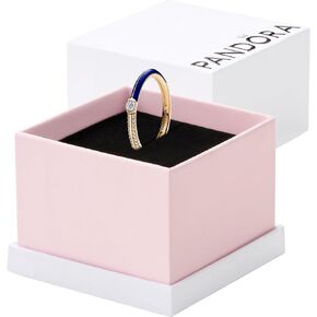 Pandora ME Pavé & Blue Dual Ring - Gold Plated Ring for Women - Layering or Stackable Ring for Women - Gift for Her - 14k Gold with Clear Cubic Zirconia - With Gift Box