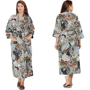 Nighty Robe Kimono NightGown for Women Robes Shrug Wear Female Cotton Kaftan Bath Robe Suit Sleepshirts Free Size